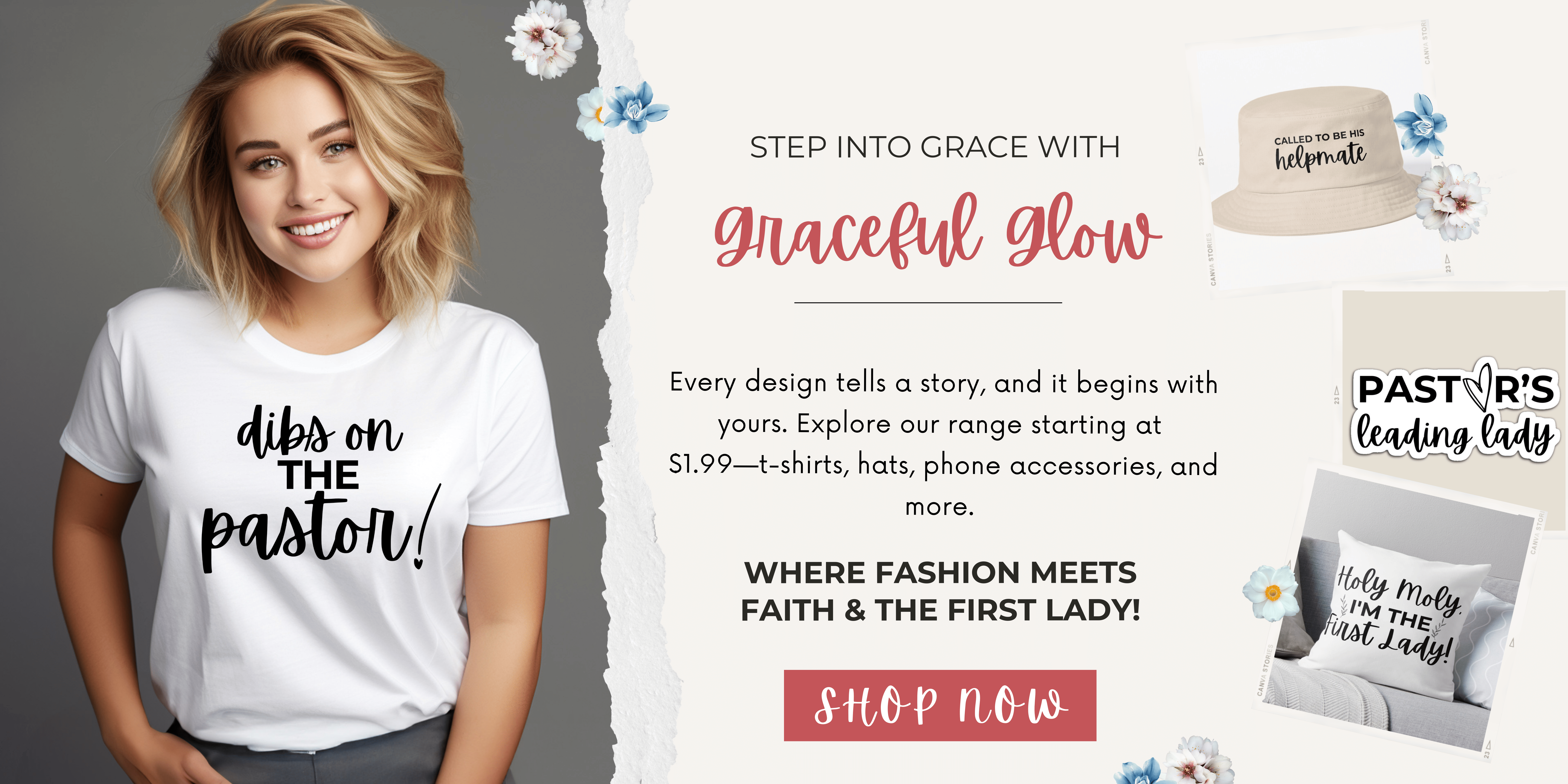 GracefulGlow Boutique Sales Banner- Pastors Wife Tshirts Ministry Wife Gift 2