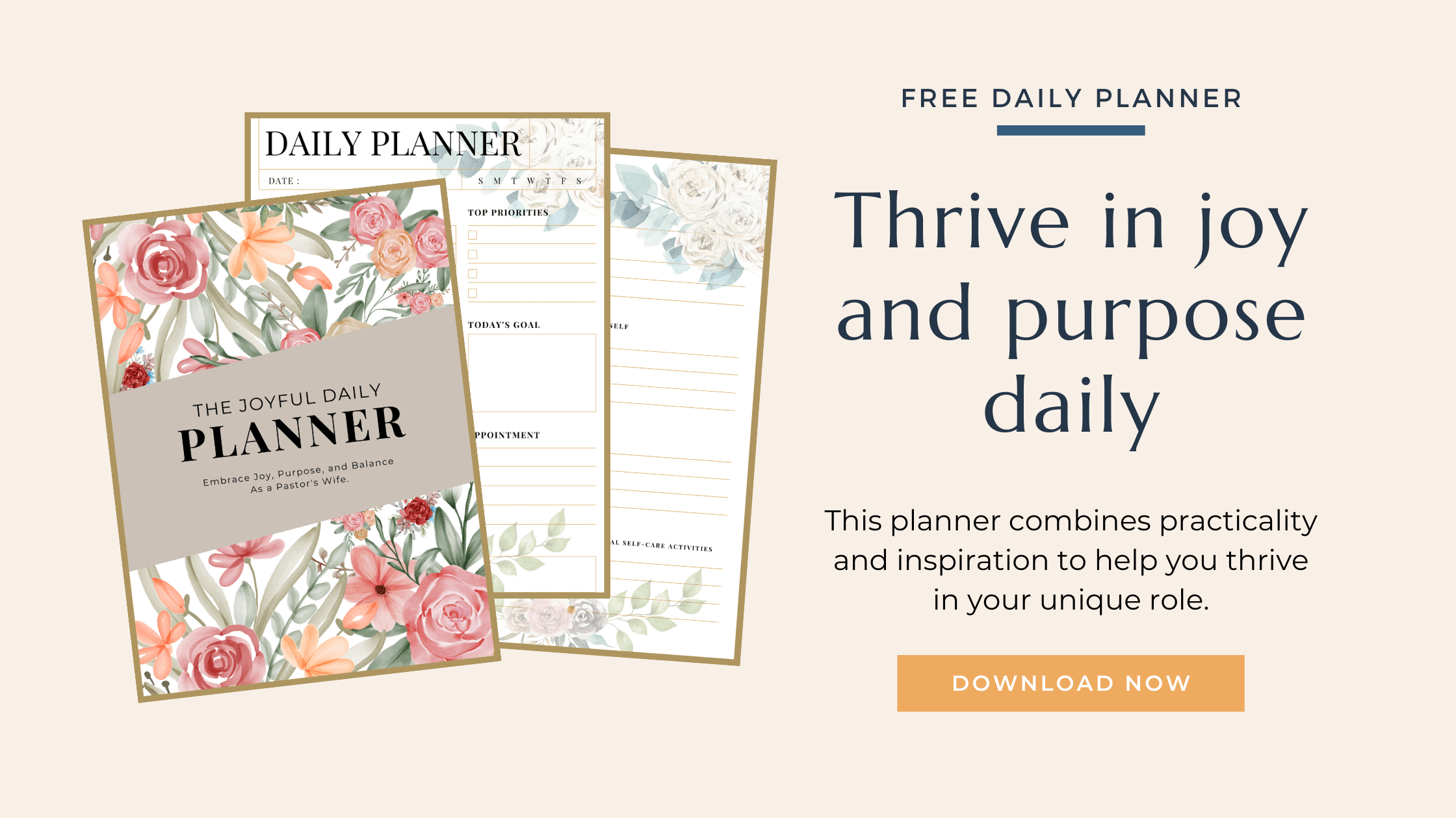 She Is A Message Ministry Joyful Daily Planner BLOG BANNERS for the blog post 10 Simple Self Care Ideas For Women In Ministry Today